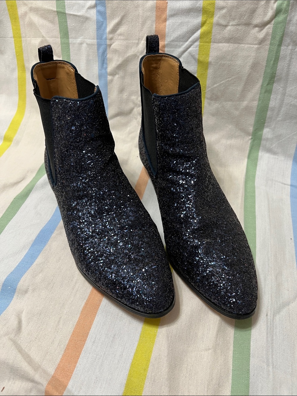 J. Crew Navy Sparkle Chelsea Boots